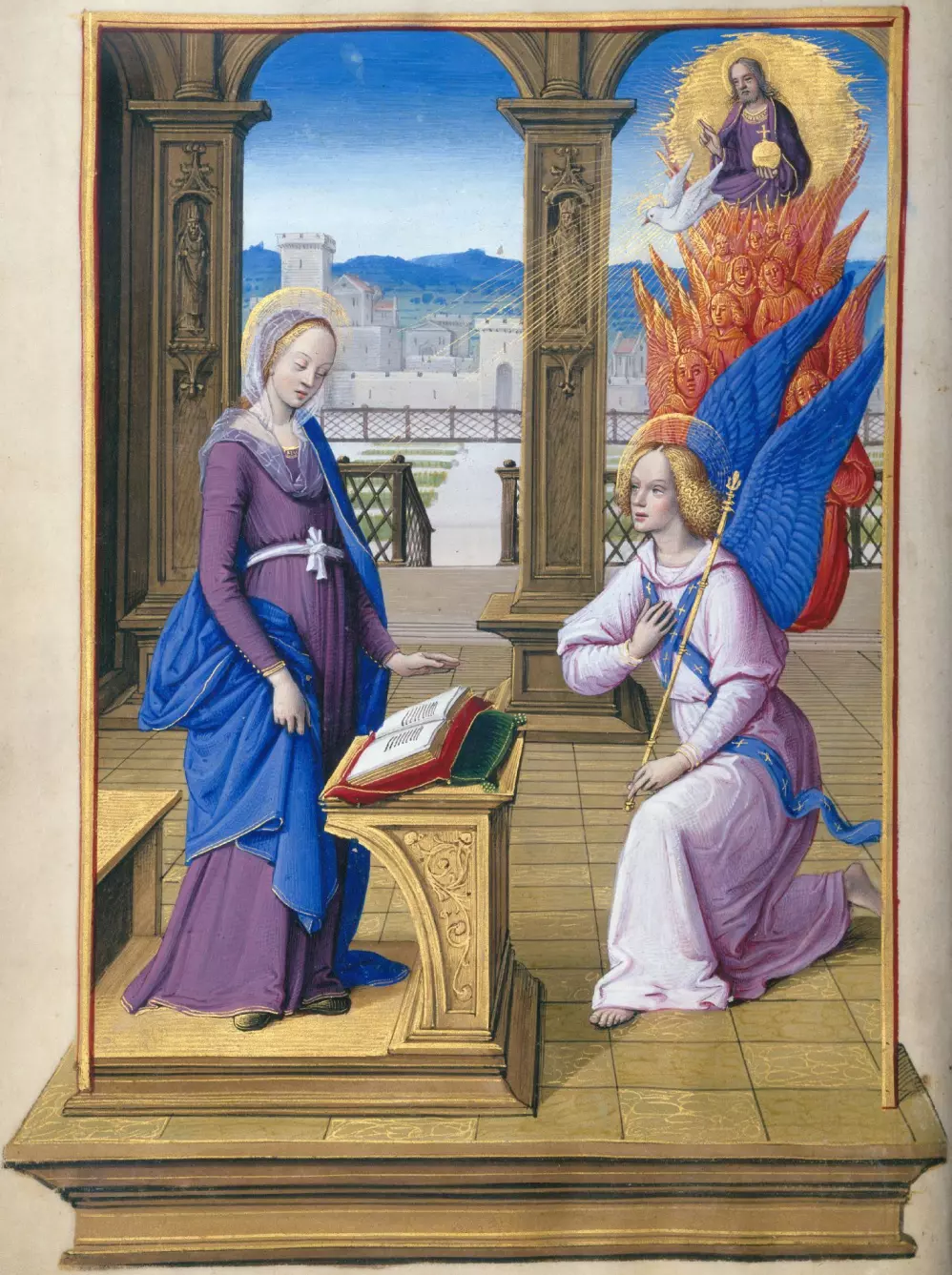 Maria mit dem Erzengel Gabriel bei der Verkündigung, Gemälde von Jean Poyer